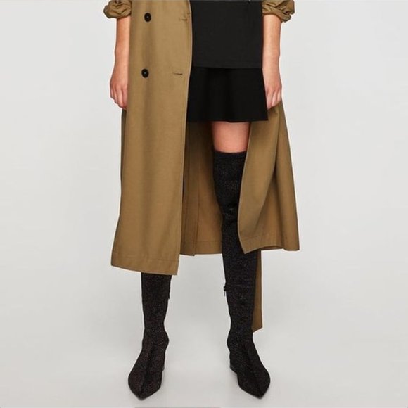 Zara Flat Over The Knee Boots Black Multi Glitter - Picture 2 of 2
